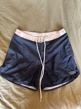 PacSun Black Swim Trunks with White Waist Accent